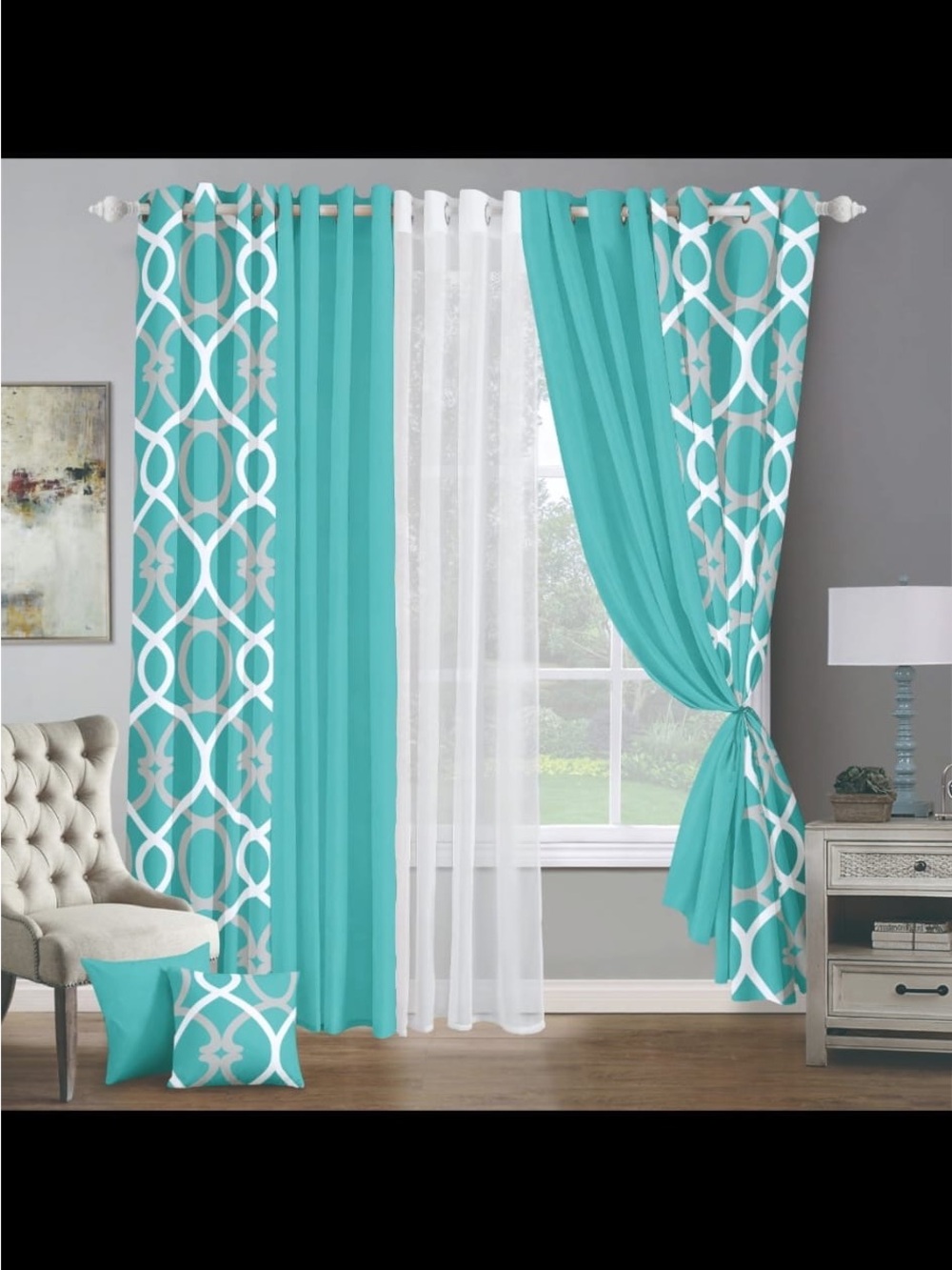 Pink Decorative Window Curtain Panel Set by - Picture 4 of 4